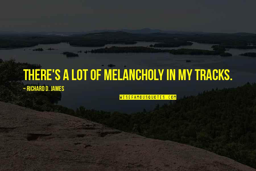 Getting Involved In Politics Quotes By Richard D. James: There's a lot of melancholy in my tracks. Getting Involved In Politics Quotes By Richard D. James: There's a lot of melancholy in my tracks.