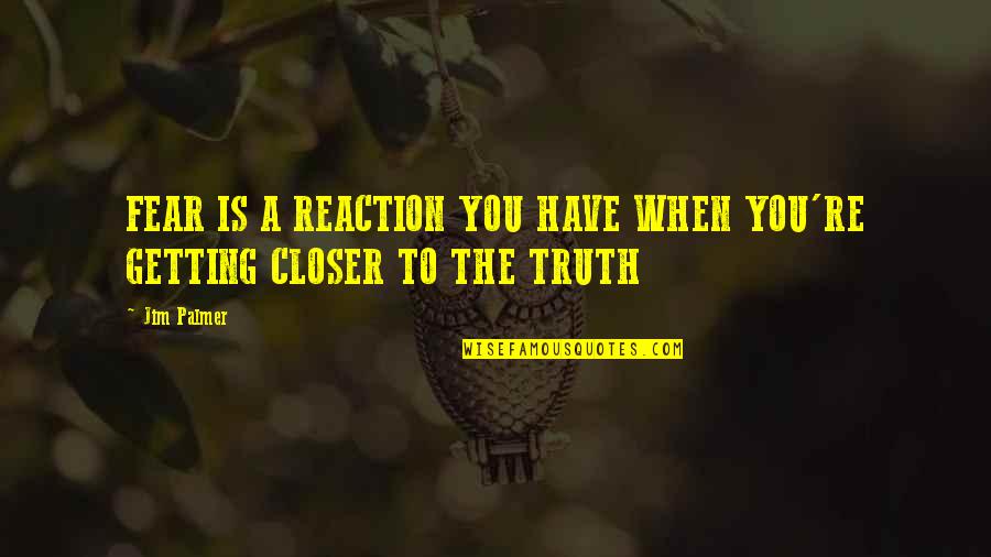 Getting Over Fear Quotes By Jim Palmer: FEAR IS A REACTION YOU HAVE WHEN YOU'RE