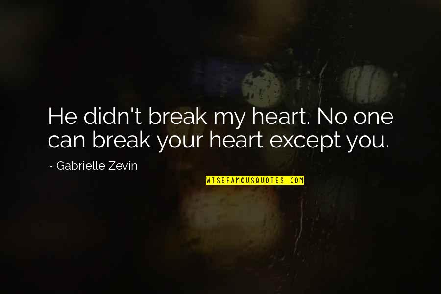 Getting Punched In The Face Quotes By Gabrielle Zevin: He didn't break my heart. No one can