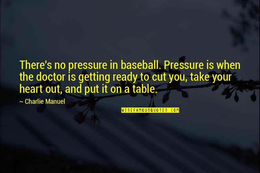 Getting Ready Quotes By Charlie Manuel: There's no pressure in baseball. Pressure is when