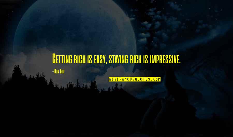 Getting Rich Motivational Quotes By Don Trip: Getting rich is easy, staying rich is impressive.