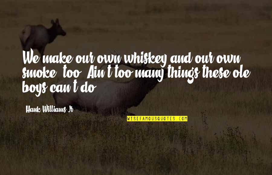 Getting Successful Quotes By Hank Williams Jr.: We make our own whiskey and our own Getting Successful Quotes By Hank Williams Jr.: We make our own whiskey and our own