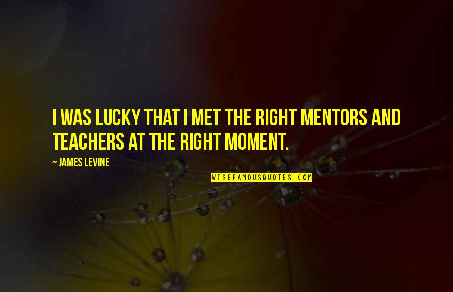 Getting Through Something Together Quotes By James Levine: I was lucky that I met the right