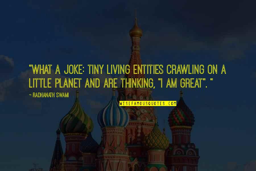 Getting Through Suicidal Thoughts Quotes By Radhanath Swami: "What a joke: Tiny living entities crawling on