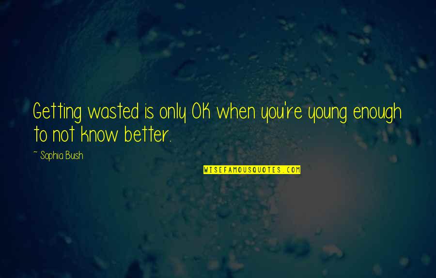 Getting To Know You Quotes By Sophia Bush: Getting wasted is only OK when you're young