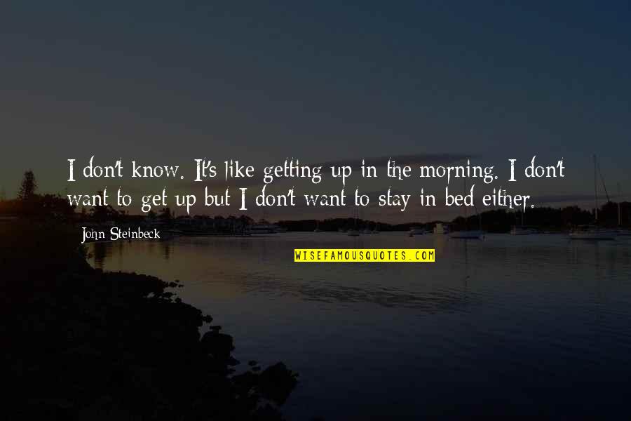 Getting Up In The Morning Quotes By John Steinbeck: I don't know. It's like getting up in