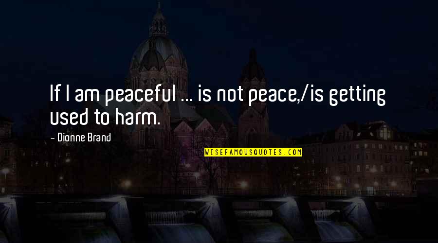 Getting Used Quotes By Dionne Brand: If I am peaceful ... is not peace,/is