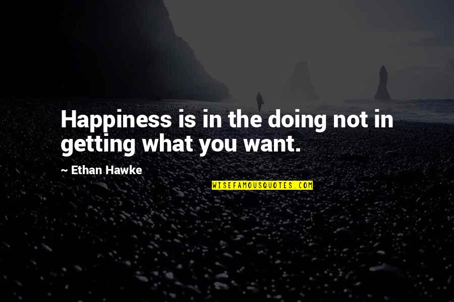 Getting What You Want To Be Quotes By Ethan Hawke: Happiness is in the doing not in getting