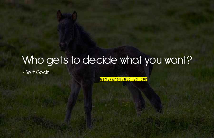 Getting Where You Want To Be In Life Quotes By Seth Godin: Who gets to decide what you want?