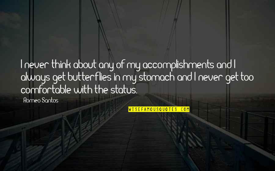 Gevity Apparel Quotes By Romeo Santos: I never think about any of my accomplishments Gevity Apparel Quotes By Romeo Santos: I never think about any of my accomplishments