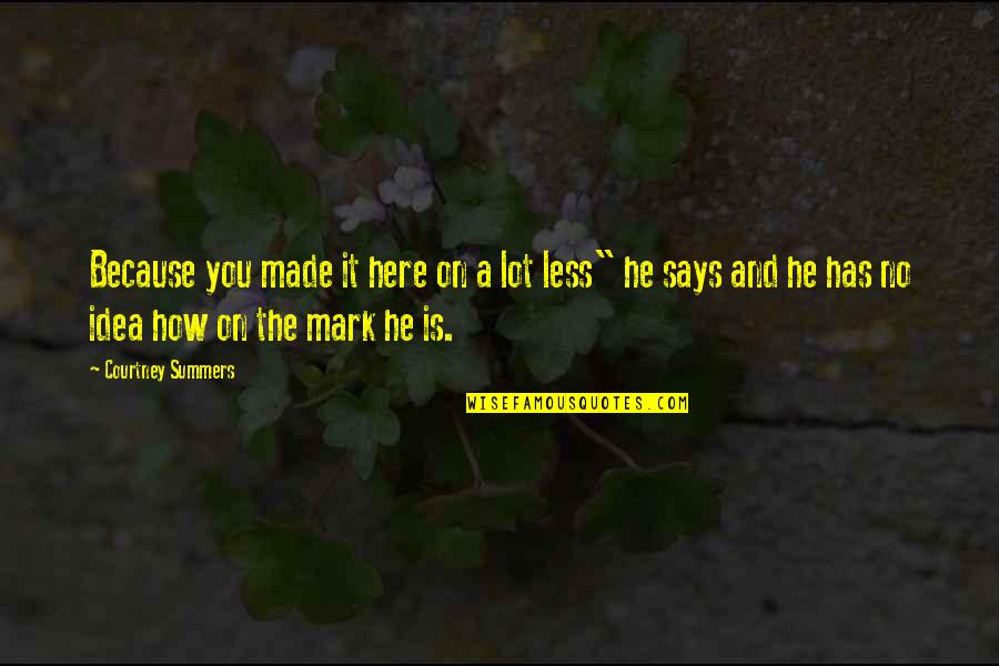 Gewindebolzen Quotes By Courtney Summers: Because you made it here on a lot Gewindebolzen Quotes By Courtney Summers: Because you made it here on a lot