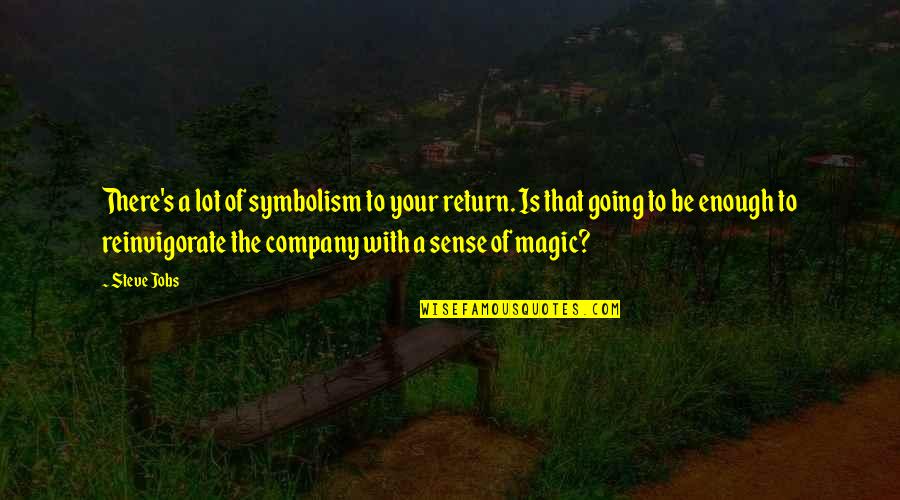 Gezag Van Quotes By Steve Jobs: There's a lot of symbolism to your return. Gezag Van Quotes By Steve Jobs: There's a lot of symbolism to your return.