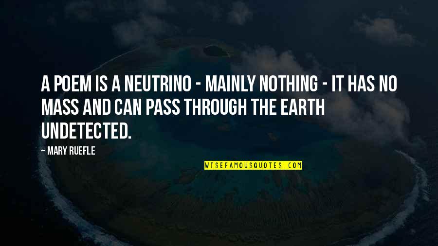 Gezegende Maandag Quotes By Mary Ruefle: A poem is a neutrino - mainly nothing