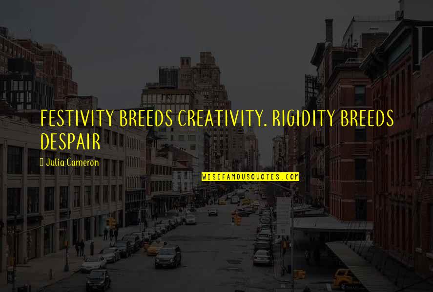 Gfairlyne Quotes By Julia Cameron: FESTIVITY BREEDS CREATIVITY. RIGIDITY BREEDS DESPAIR