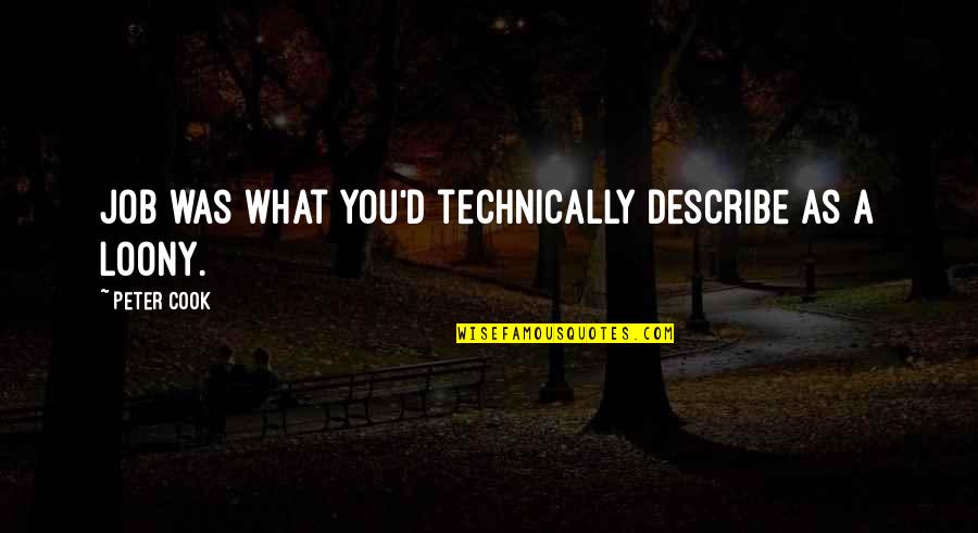 Ghanabah Quotes By Peter Cook: Job was what you'd technically describe as a