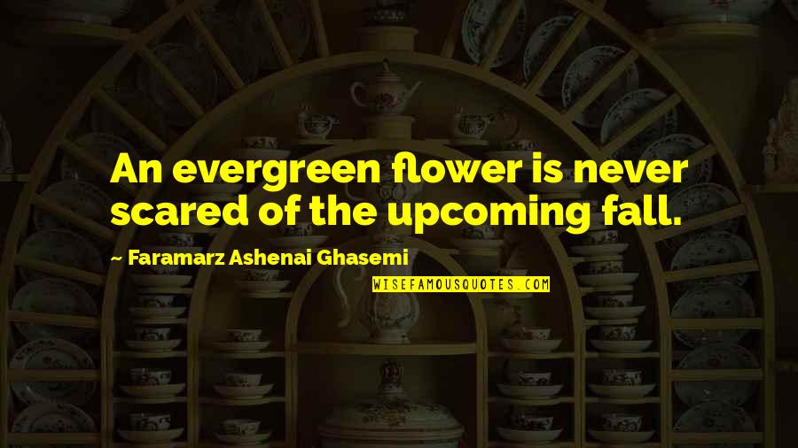 Ghasemi Quotes By Faramarz Ashenai Ghasemi: An evergreen flower is never scared of the Ghasemi Quotes By Faramarz Ashenai Ghasemi: An evergreen flower is never scared of the