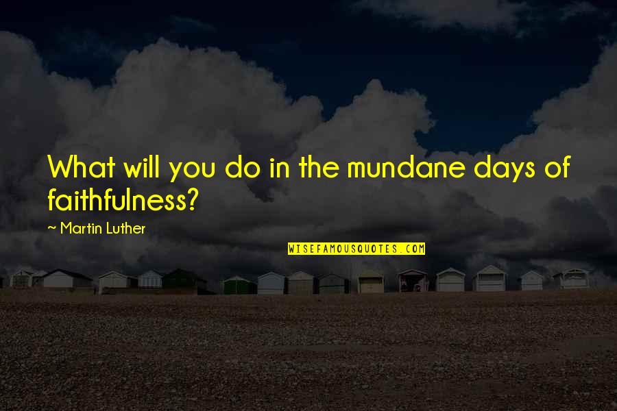 Ghassempour Quotes By Martin Luther: What will you do in the mundane days Ghassempour Quotes By Martin Luther: What will you do in the mundane days