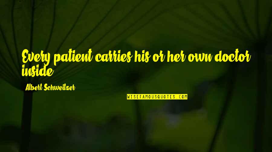 Ghastek Quotes By Albert Schweitzer: Every patient carries his or her own doctor Ghastek Quotes By Albert Schweitzer: Every patient carries his or her own doctor