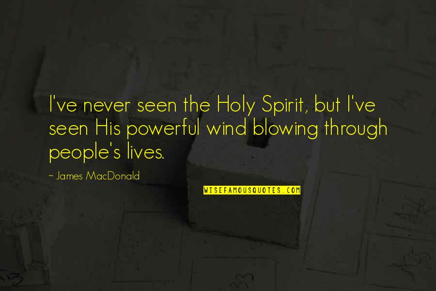 Ghaus E Quotes By James MacDonald: I've never seen the Holy Spirit, but I've