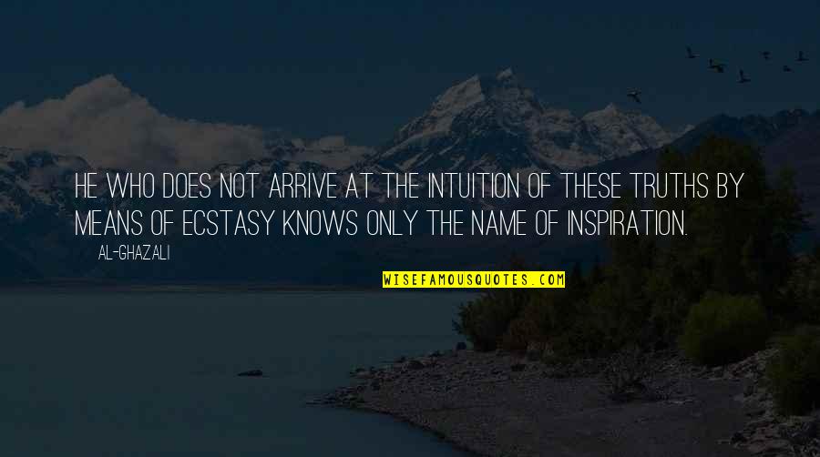 Ghazali's Quotes By Al-Ghazali: He who does not arrive at the Intuition Ghazali's Quotes By Al-Ghazali: He who does not arrive at the Intuition