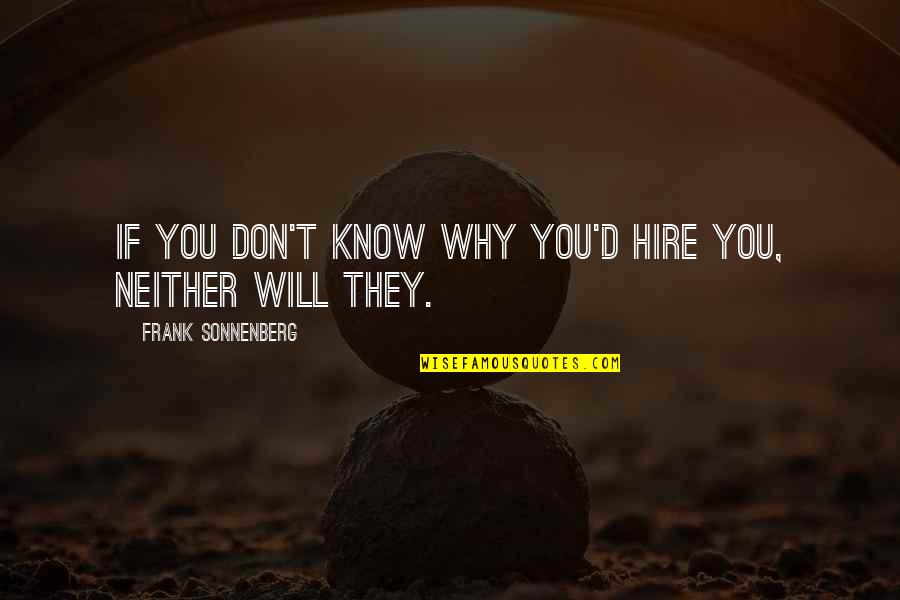 Gheorghe Dinica Quotes By Frank Sonnenberg: If you don't know why you'd hire you, Gheorghe Dinica Quotes By Frank Sonnenberg: If you don't know why you'd hire you,