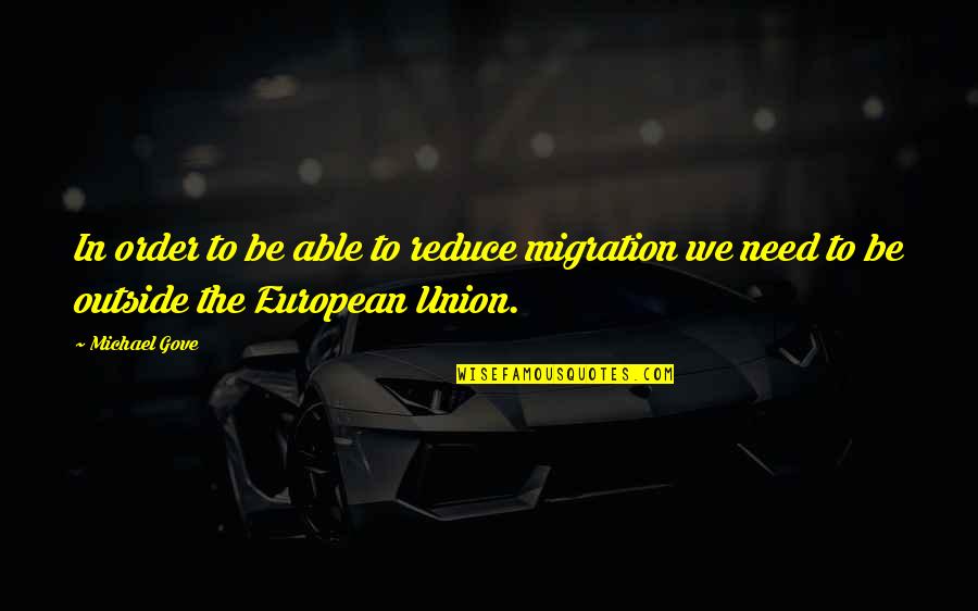 Ghiaia Foto Quotes By Michael Gove: In order to be able to reduce migration