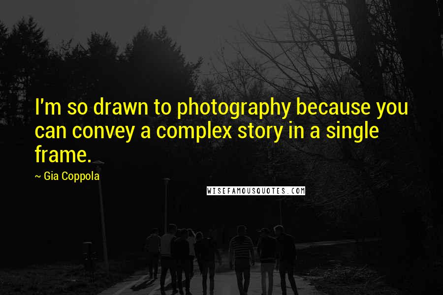 Gia Coppola quotes: I'm so drawn to photography because you can convey a complex story in a single frame.