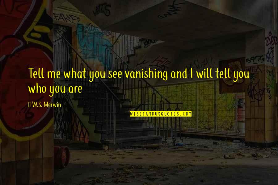 Giacobazzis Quotes By W.S. Merwin: Tell me what you see vanishing and I