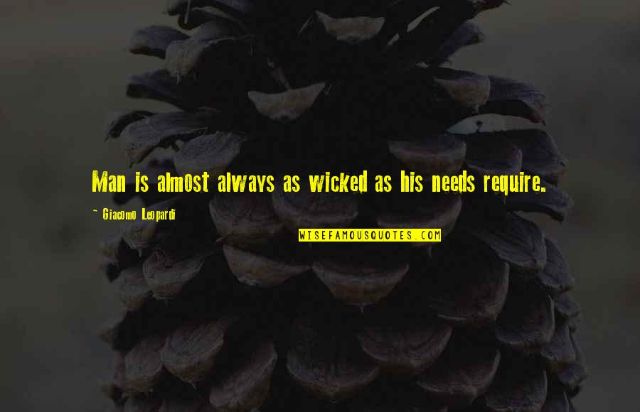 Giacomo Quotes By Giacomo Leopardi: Man is almost always as wicked as his