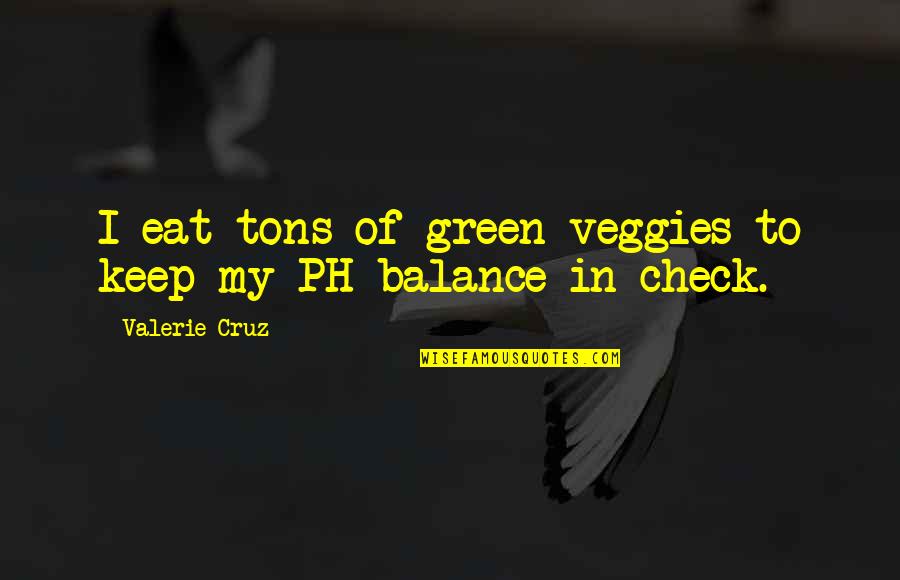 Giagkoudakis Quotes By Valerie Cruz: I eat tons of green veggies to keep Giagkoudakis Quotes By Valerie Cruz: I eat tons of green veggies to keep