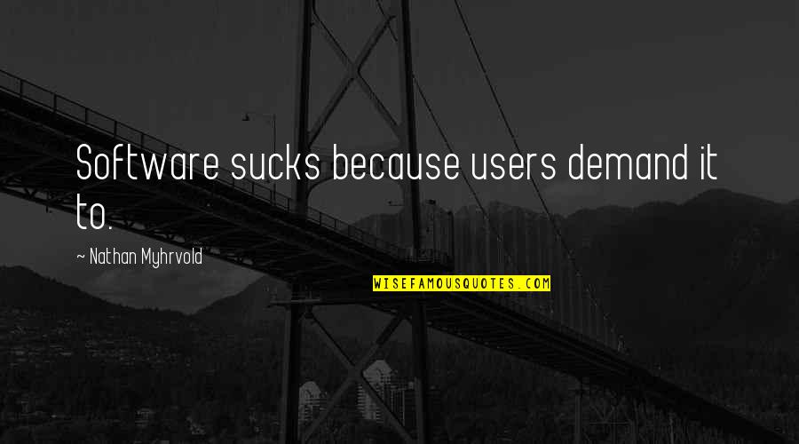 Giaguaro Panther Quotes By Nathan Myhrvold: Software sucks because users demand it to. Giaguaro Panther Quotes By Nathan Myhrvold: Software sucks because users demand it to.