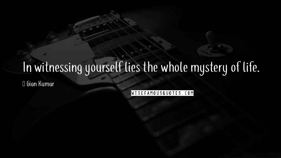 Gian Kumar quotes: In witnessing yourself lies the whole mystery of life.