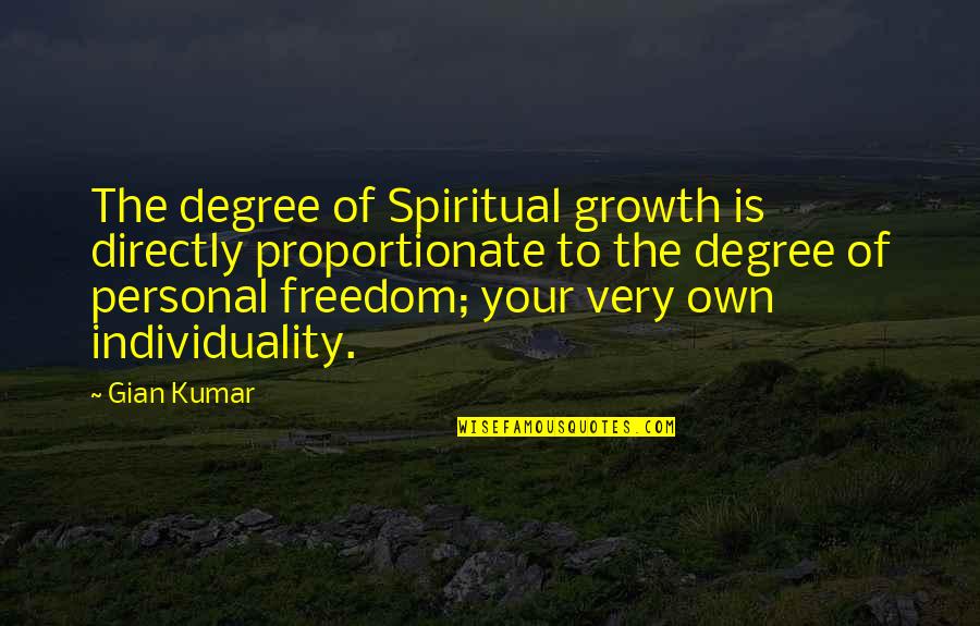Gian Quotes By Gian Kumar: The degree of Spiritual growth is directly proportionate