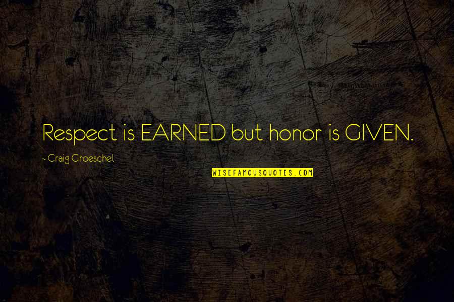Giddyap Quotes By Craig Groeschel: Respect is EARNED but honor is GIVEN.
