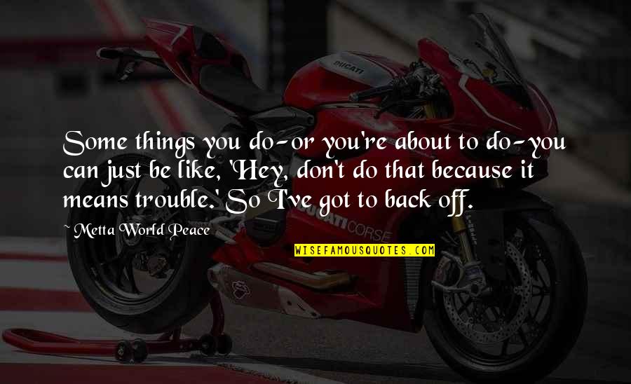 Gierach Towing Quotes By Metta World Peace: Some things you do-or you're about to do-you