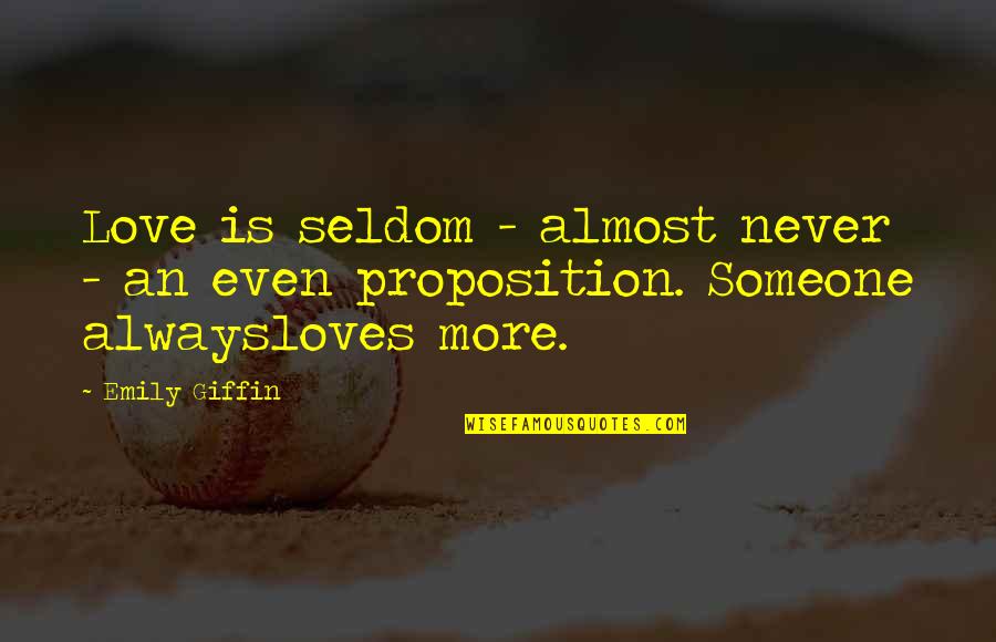 Giffin Quotes By Emily Giffin: Love is seldom - almost never - an