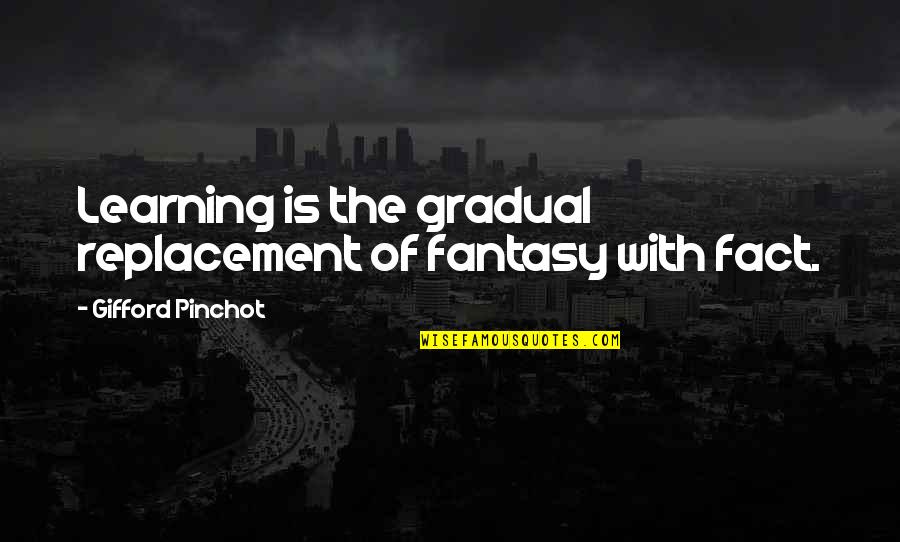 Gifford Quotes By Gifford Pinchot: Learning is the gradual replacement of fantasy with