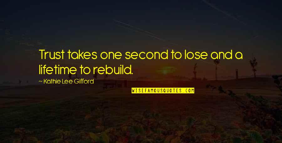 Gifford's Quotes By Kathie Lee Gifford: Trust takes one second to lose and a Gifford's Quotes By Kathie Lee Gifford: Trust takes one second to lose and a