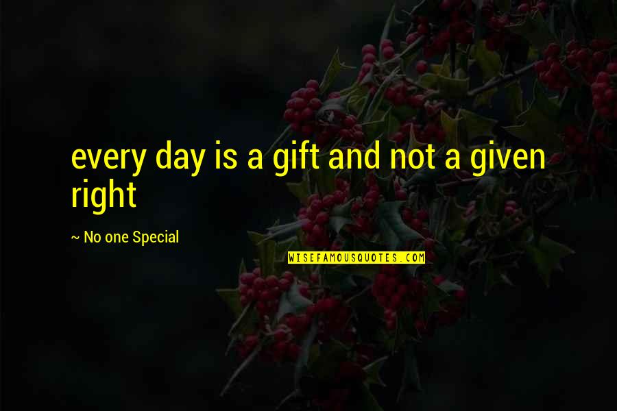 Gift For Special One Quotes By No One Special: every day is a gift and not a