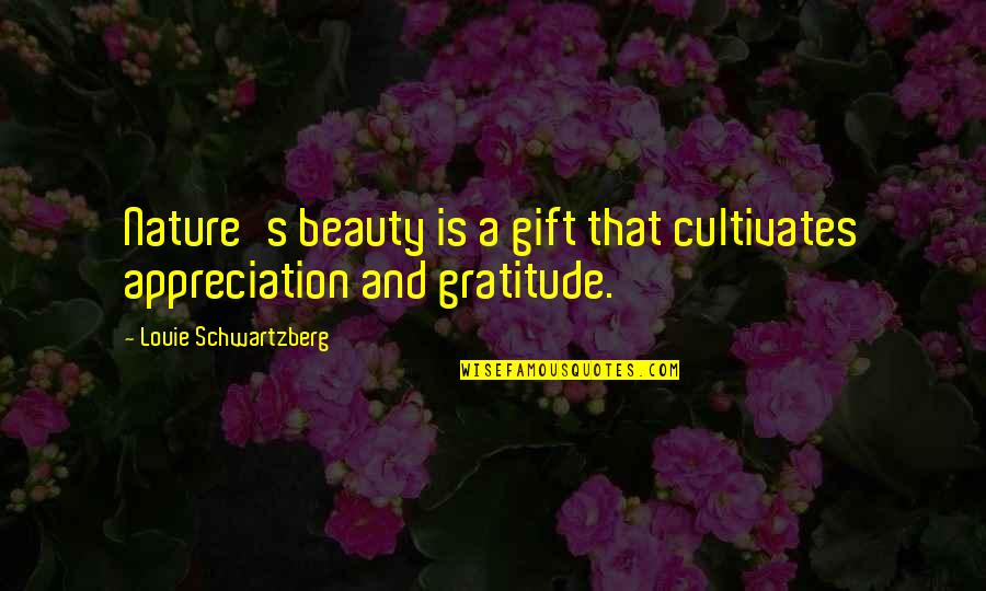 Gift Of Appreciation Quotes By Louie Schwartzberg: Nature's beauty is a gift that cultivates appreciation Gift Of Appreciation Quotes By Louie Schwartzberg: Nature's beauty is a gift that cultivates appreciation