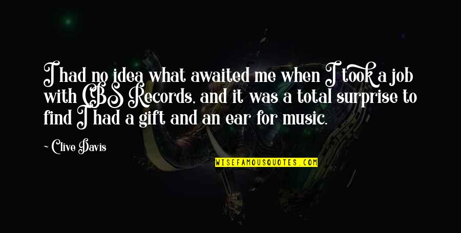 Gift Of Music Quotes By Clive Davis: I had no idea what awaited me when