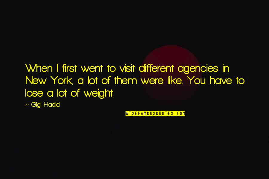 Gigi's Quotes By Gigi Hadid: When I first went to visit different agencies Gigi's Quotes By Gigi Hadid: When I first went to visit different agencies