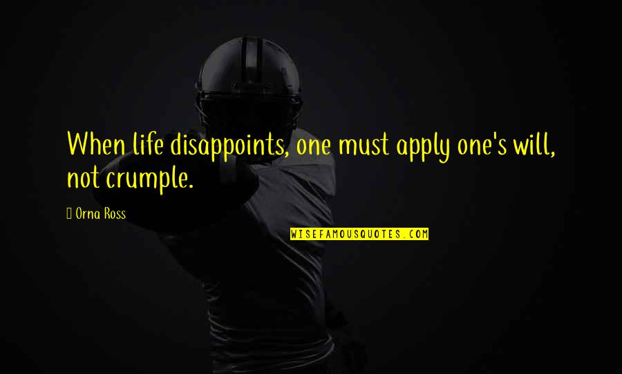 Gijsbert Beekhuizen Quotes By Orna Ross: When life disappoints, one must apply one's will,