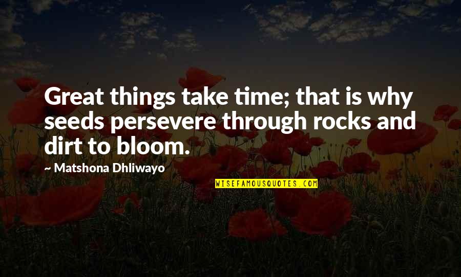Gijzegem Voetbal Quotes By Matshona Dhliwayo: Great things take time; that is why seeds