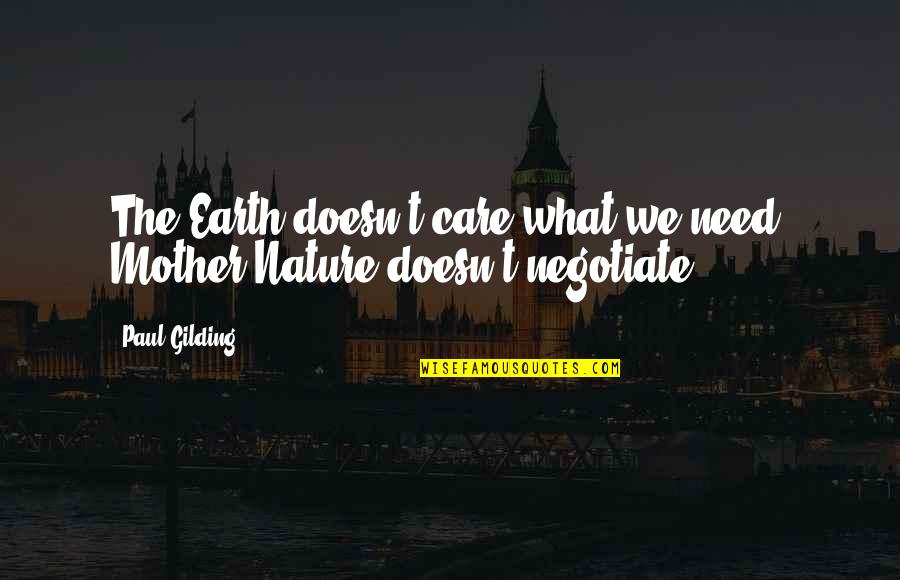 Gilding Quotes By Paul Gilding: The Earth doesn't care what we need; Mother