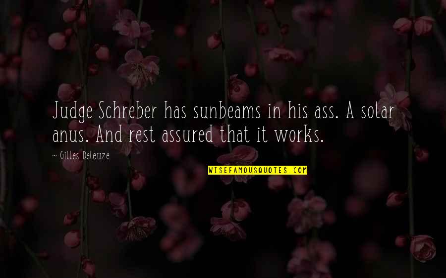 Gilles Deleuze Quotes By Gilles Deleuze: Judge Schreber has sunbeams in his ass. A Gilles Deleuze Quotes By Gilles Deleuze: Judge Schreber has sunbeams in his ass. A