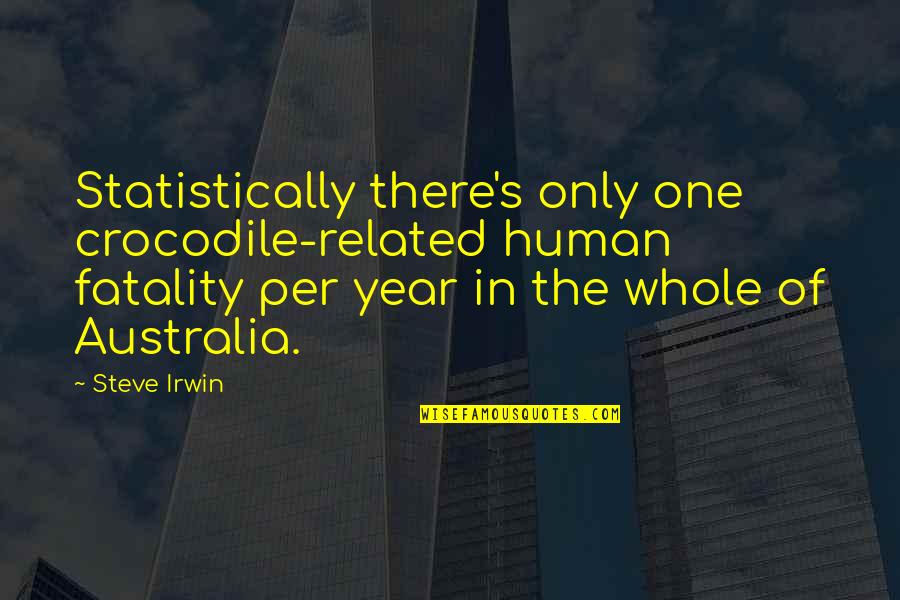 Gillotin Quotes By Steve Irwin: Statistically there's only one crocodile-related human fatality per Gillotin Quotes By Steve Irwin: Statistically there's only one crocodile-related human fatality per