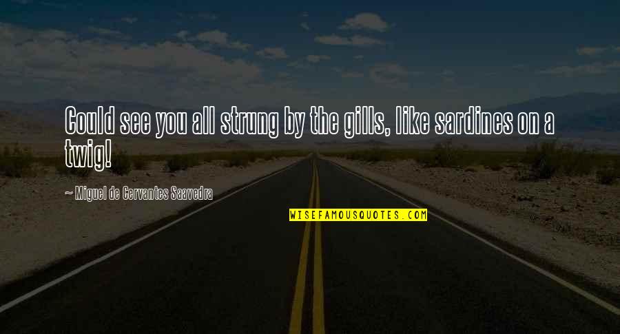 Gills Quotes By Miguel De Cervantes Saavedra: Could see you all strung by the gills,
