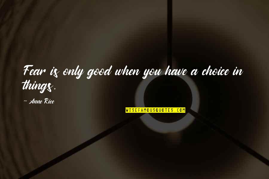 Gilma Avalos Quotes By Anne Rice: Fear is only good when you have a