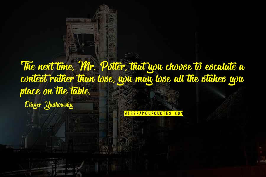 Gilus Ir Quotes By Eliezer Yudkowsky: The next time, Mr. Potter, that you choose Gilus Ir Quotes By Eliezer Yudkowsky: The next time, Mr. Potter, that you choose